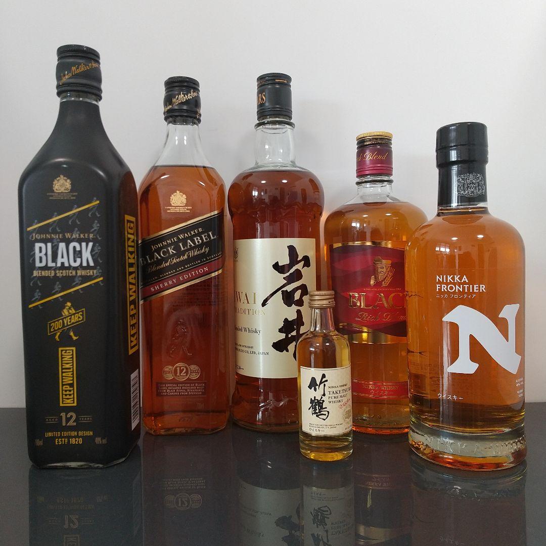 ジョニーウォーカー　ブラック　岩井　竹鶴　ニッカ　など　ウイスキー　6本セット