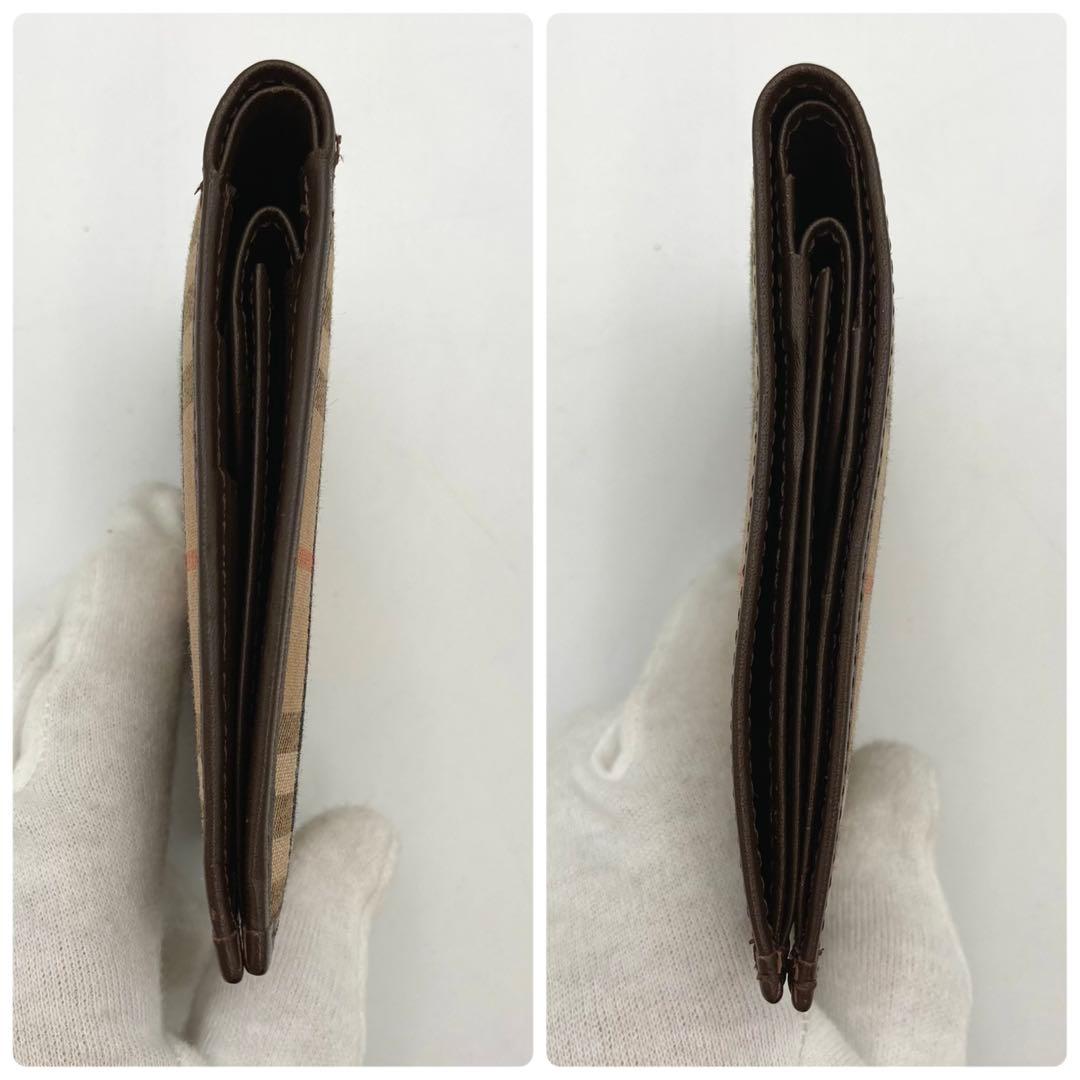 タコ✨ BURBERRY 二つ折り財布 ノバチェック シャドーホース 茶色