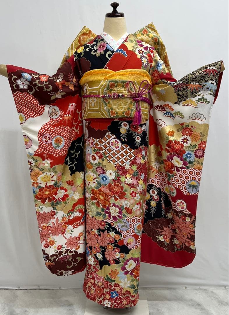 振り袖　フルセット　別誂長襦袢付　 金彩加工　刺繍入り　しつけ糸付　 501