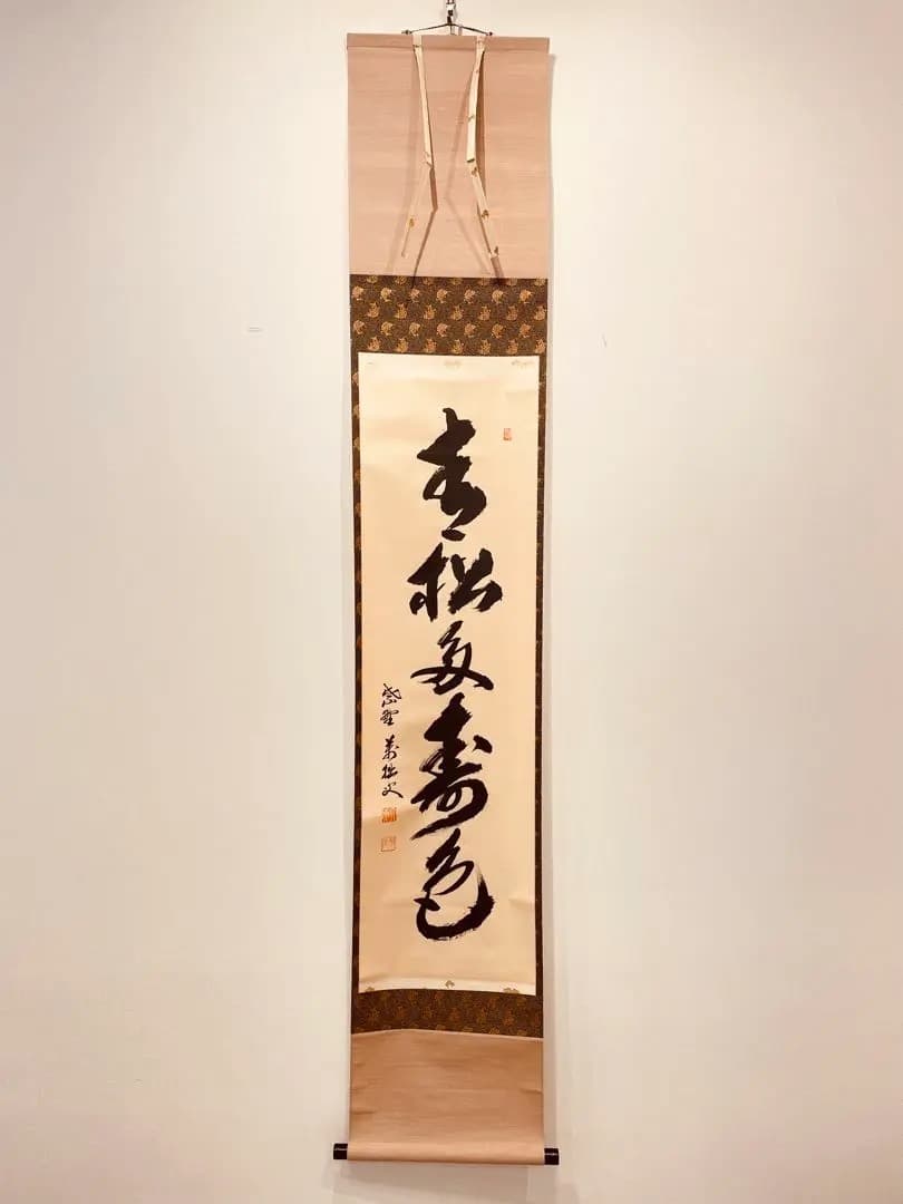 3920 山口萬拙 「青松多寿色」 共箱 肉筆 紙本 大徳寺 臨済宗 書 掛軸