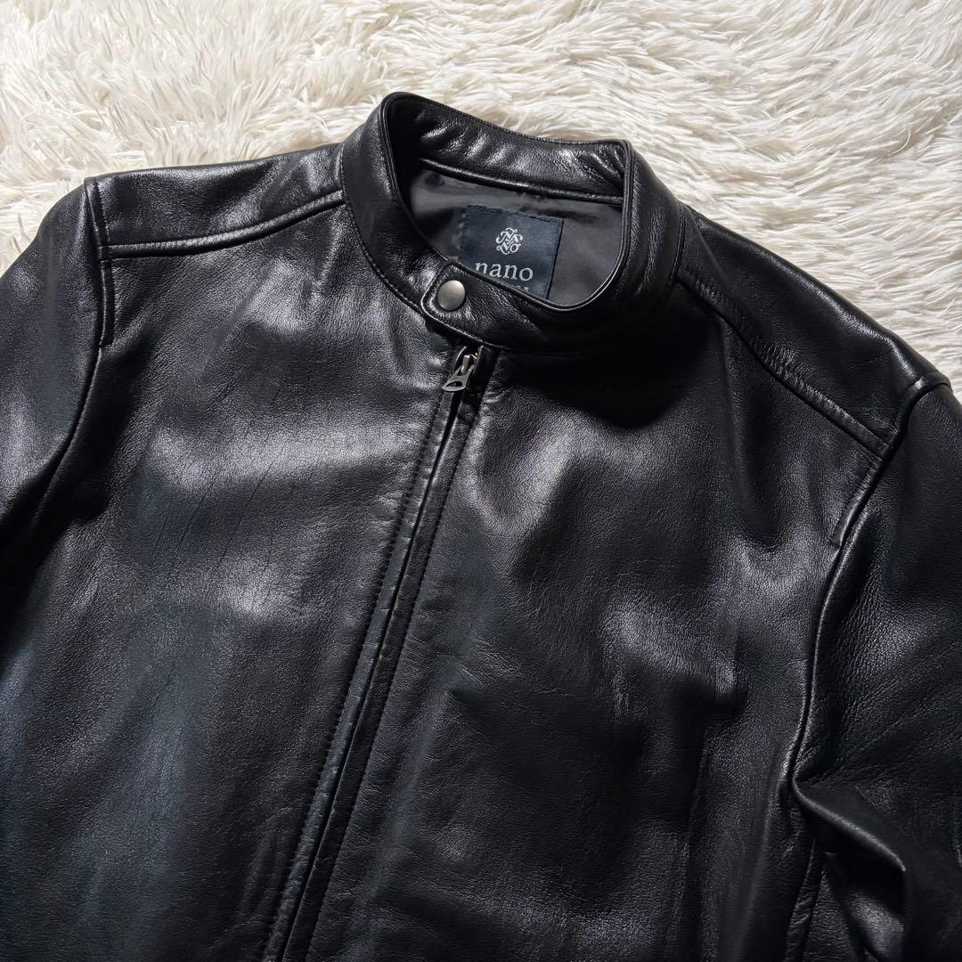ニ*ノ様 美品✨ナノユニバース　ライダースジャケット　シングル　羊革　ブラック