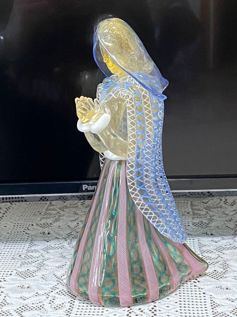 ♦️珍物レア物ムラーノ島 ムラーノグラス マリア像人形 イタリアベネチア骨董品