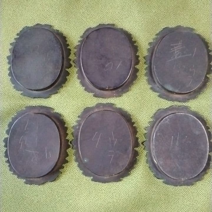 襖引き手　名越昌晴　銘入り　 和骨董　古美術品　アンティーク6枚セット