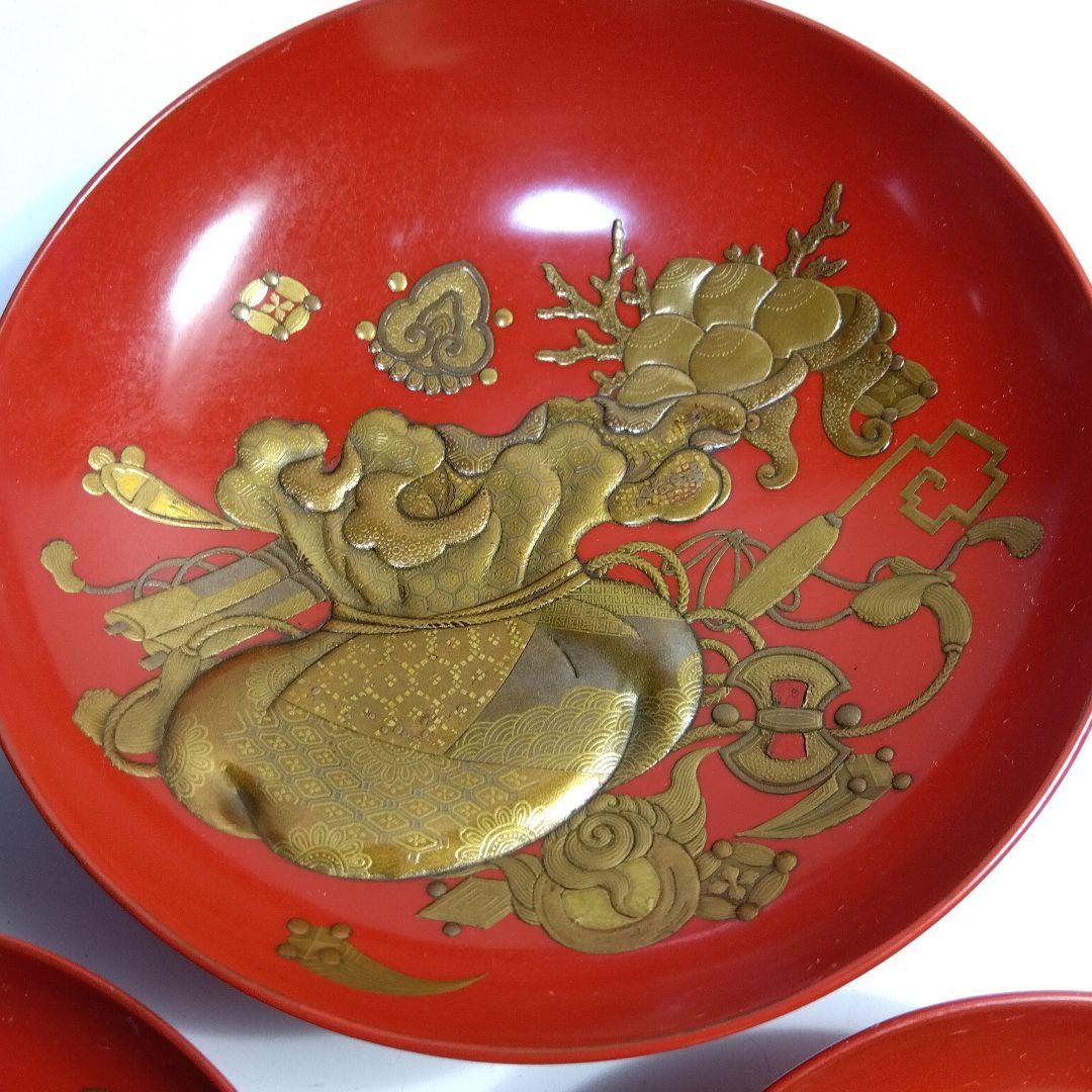 加賀蒔絵　高蒔絵祝い　三つ杯　盃　漆芸　時代高級高蒔絵杯　大正期　黒塗共箱