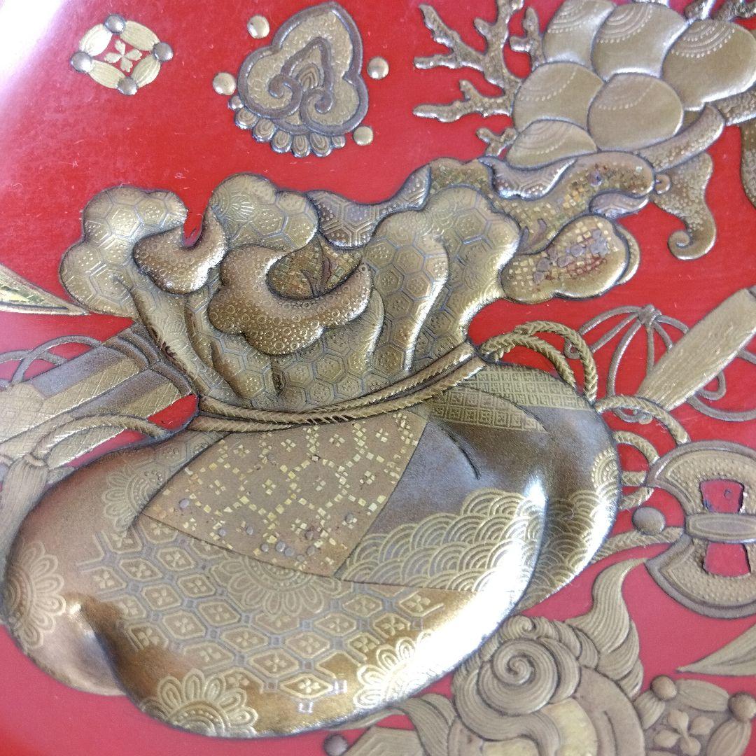 加賀蒔絵　高蒔絵祝い　三つ杯　盃　漆芸　時代高級高蒔絵杯　大正期　黒塗共箱