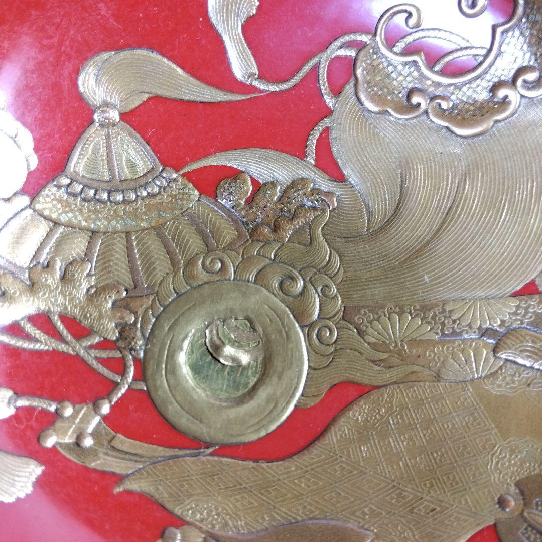 加賀蒔絵　高蒔絵祝い　三つ杯　盃　漆芸　時代高級高蒔絵杯　大正期　黒塗共箱