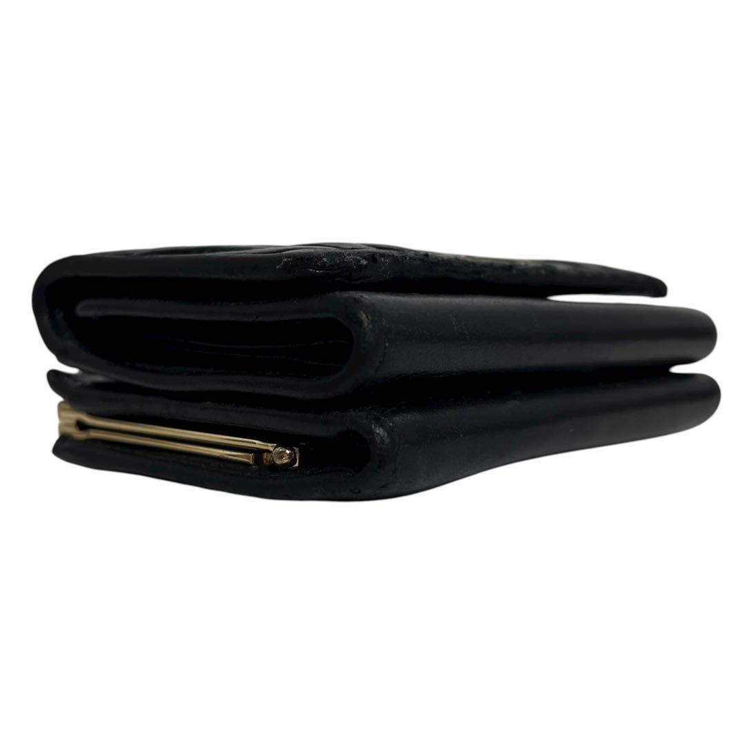 希少✨ミュウミュウ 三つ折り財布 マテラッセ がま口 ロゴ金具 ブラック