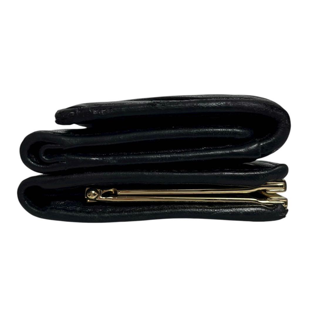 希少✨ミュウミュウ 三つ折り財布 マテラッセ がま口 ロゴ金具 ブラック