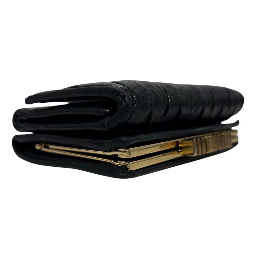 希少✨ミュウミュウ 三つ折り財布 マテラッセ がま口 ロゴ金具 ブラック