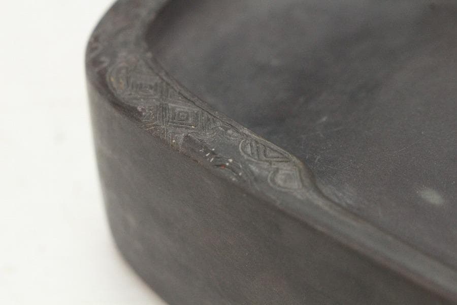 中国美術 楕円形 端渓 硯 文房具(K-LC733)