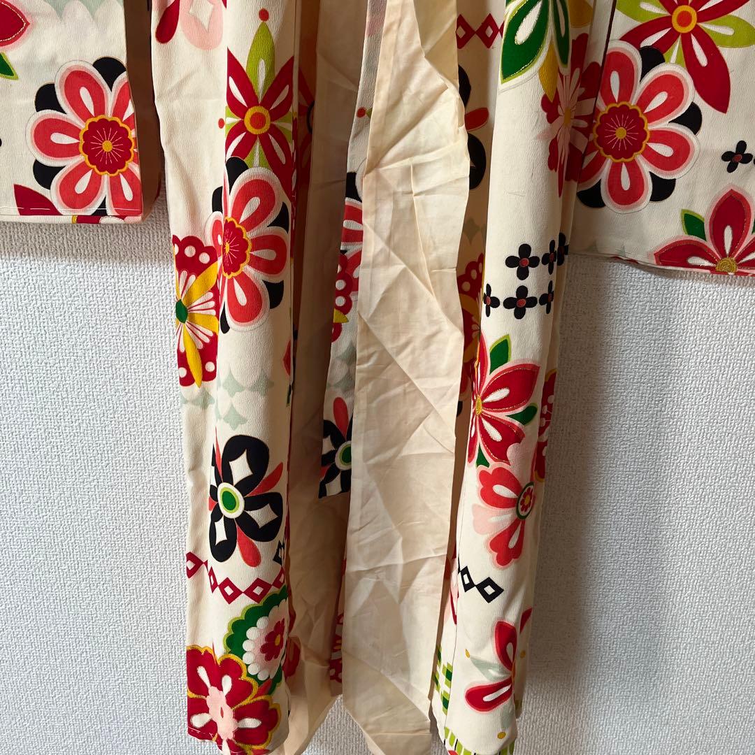 七五三　3歳　アンティーク　正絹　アイボリー