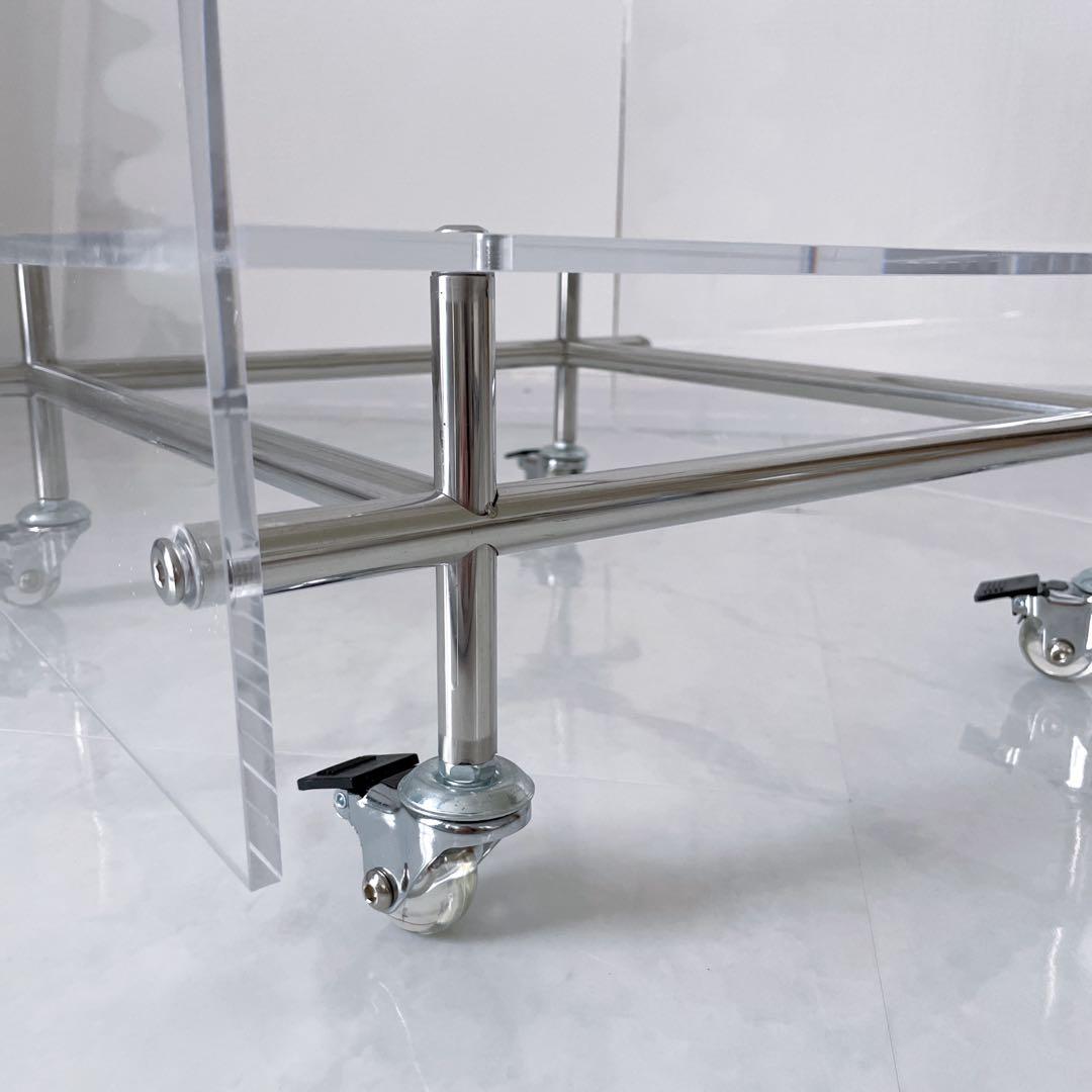 アクリルコーヒーテーブル　サイドテーブル　キャスター付き　モジュール家具 収納