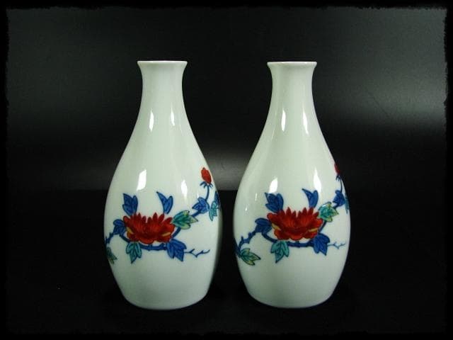 人間国宝 今泉 今右衛門 13代 錦牡丹絵 酒器 徳利 盃 未使用品 c481