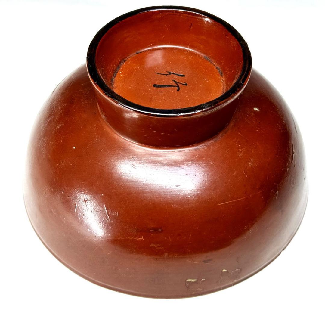 江戸時代前期 根来塗椀 箱付 時代物 古美術 茶碗 ウブ品 入手WWWT002