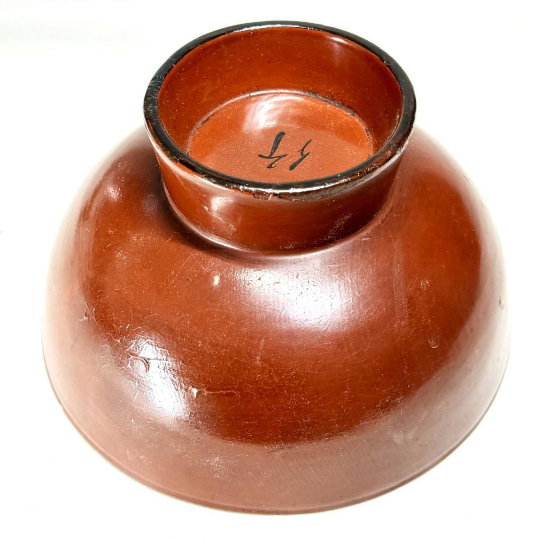 江戸時代前期 根来塗椀 箱付 時代物 古美術 茶碗 ウブ品 入手WWWT002