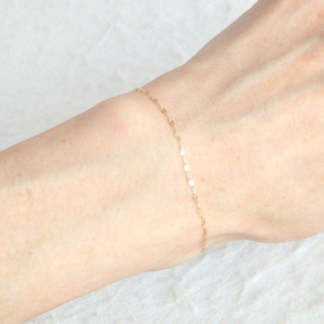 クロミカ　k18アンクレット　ペタルチェーン　1.4㎜幅　つけっぱなし