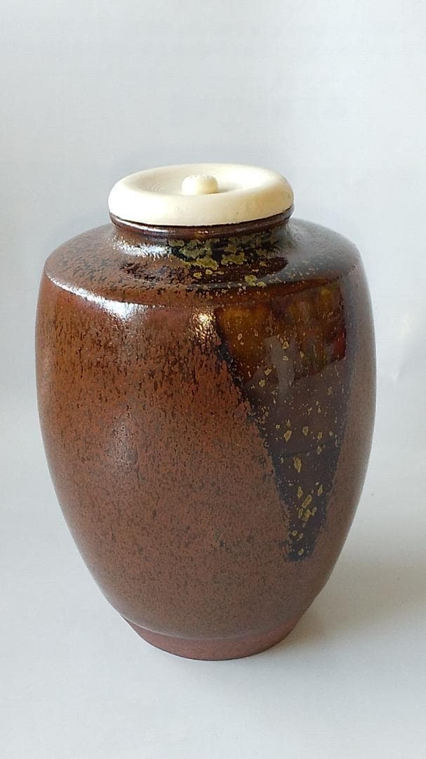 笹田仁史 作 肩衝茶入 仕覆 花莵金襴 茶道具 共箱 京焼 茶入 新品 未使用品