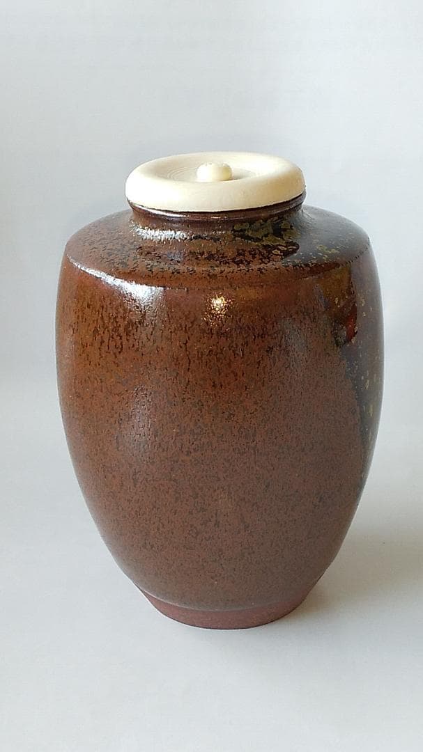 笹田仁史 作 肩衝茶入 仕覆 花莵金襴 茶道具 共箱 京焼 茶入 新品 未使用品