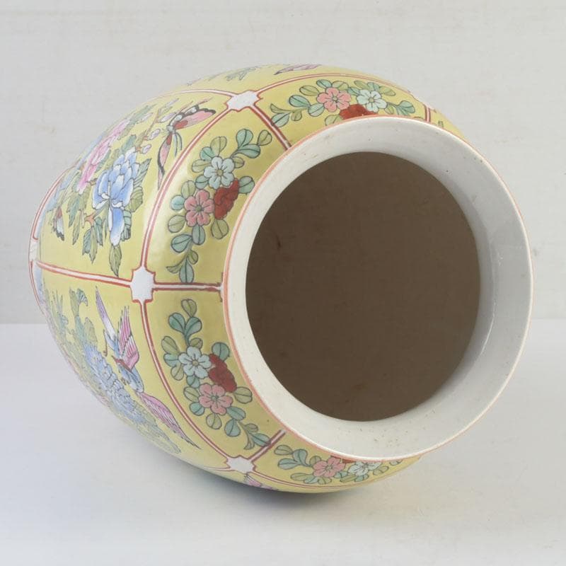 中国　粉彩　花草鳥文瓶　花瓶　V　9820A