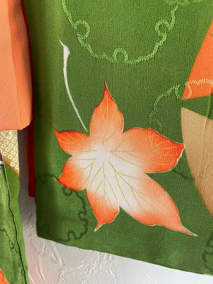 七五三　3歳　アンティークお着物セット　正絹　被布　髪飾り付き