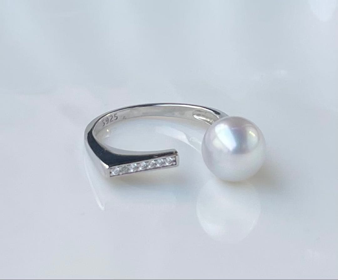 白蝶真珠 s925リング 指輪 南洋パール ハイブランド感 モダンデザイン