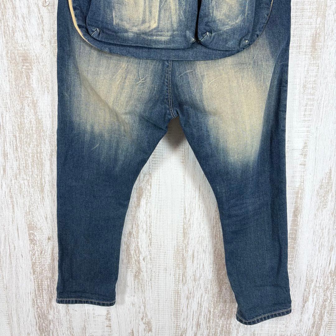 ネイタルデザイン G55 リアルダメージ フラップサルエル デニムパンツ