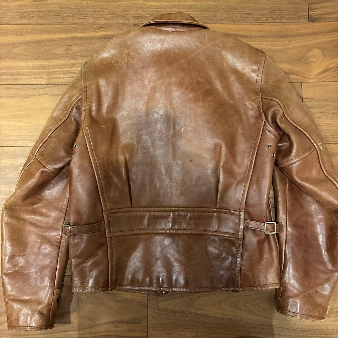 Indian Motorcycleブラウンレザー シングルライダースジャケット