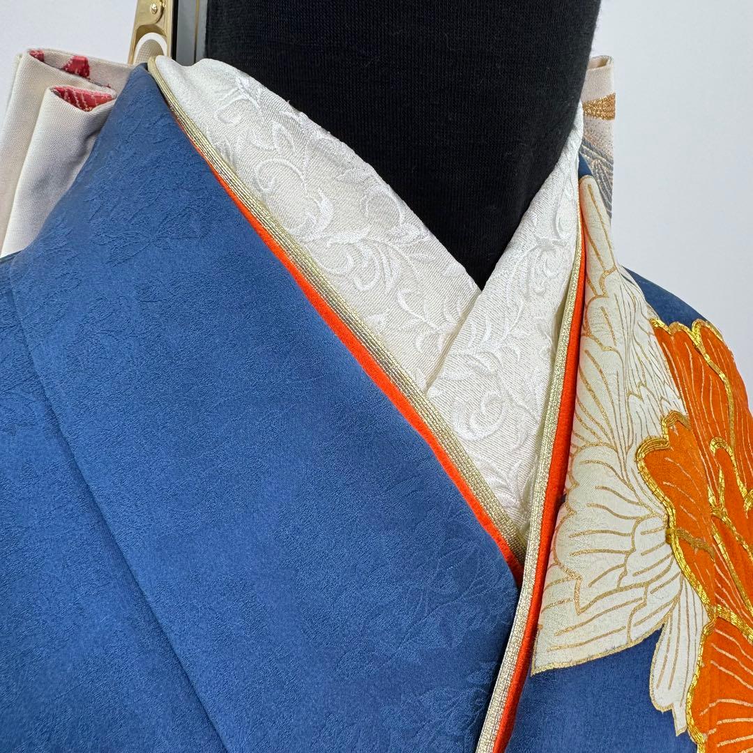 振袖フルセット　青系　成人式　結婚式　お祝い　金駒刺繍　豪華