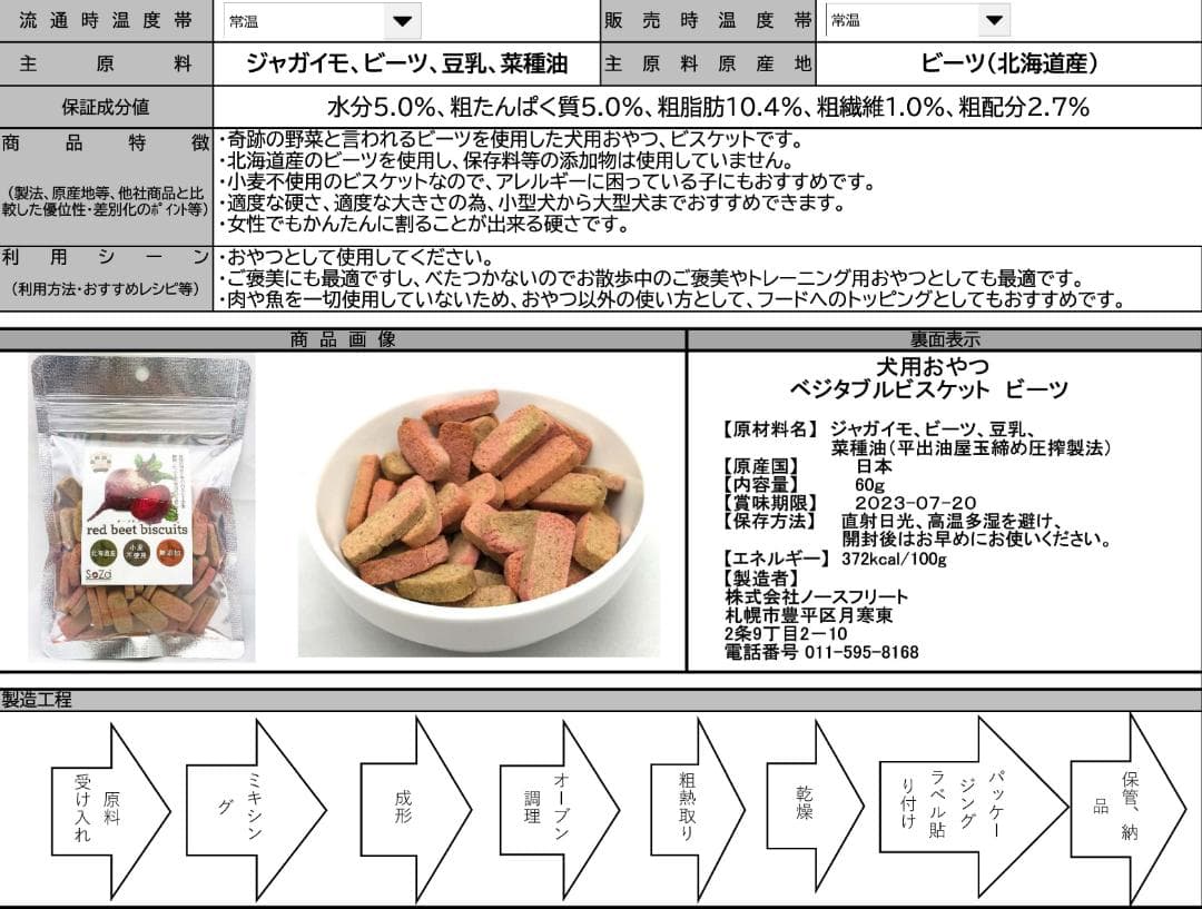 60gx24袋 無添加 北海道産 犬用おやつ ビーツビスケット