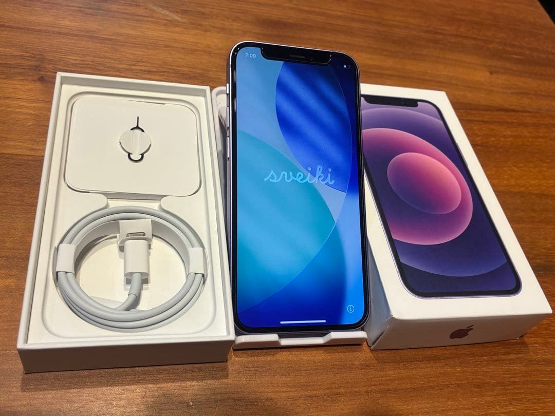 iPhone12mini 256GBパープル美品 バッテリー99% 箱ケーブル付