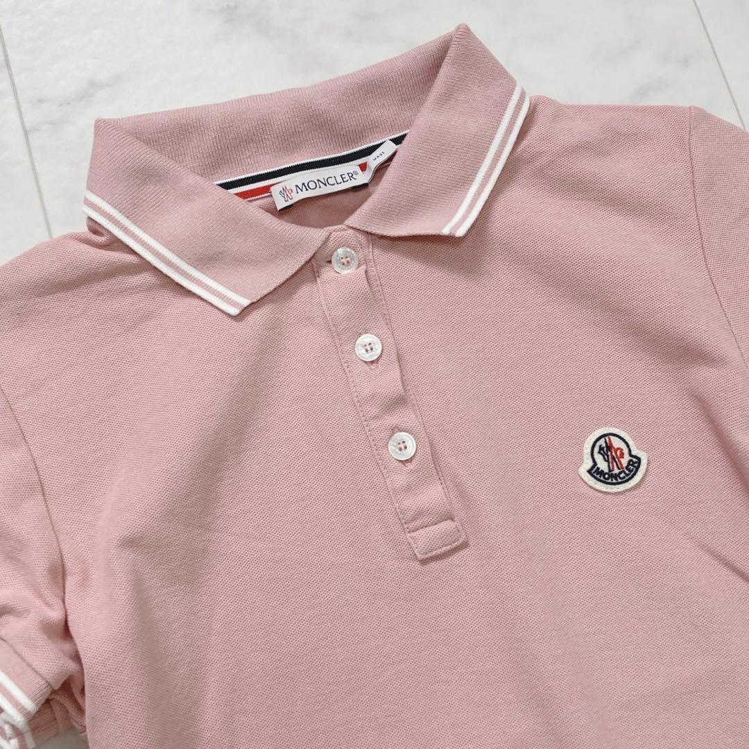 MONCLER ポロシャツ ロゴワッペン モンクレール くすみピンク XS