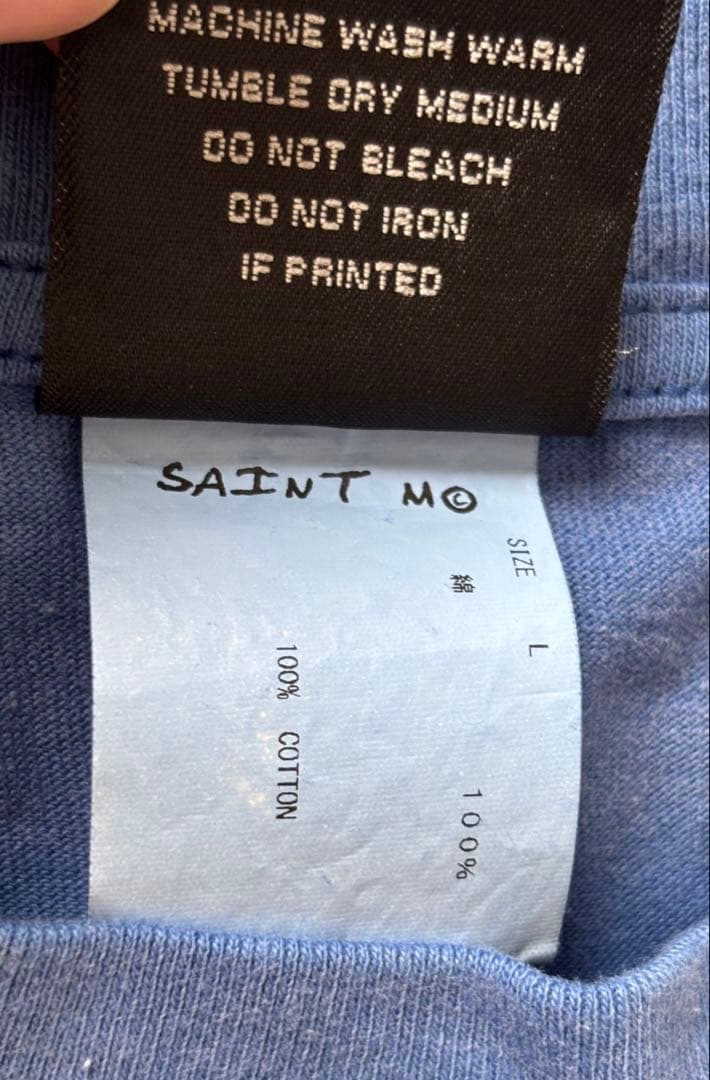 セントマイケル　SAINTMICHAEL ブルーTシャツ Lサイズ
