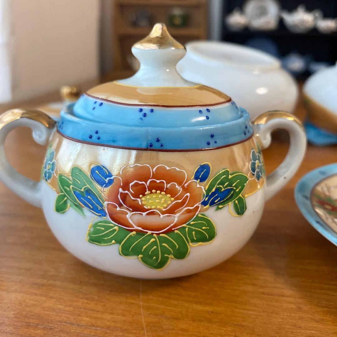 オールドジャパン　英国里帰り　ラスター彩　盛り上げ　チルドレンズ　ティーセット