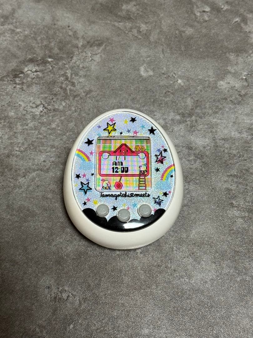【希少カラー動作確認済】たまごっちみーつ ホワイト／スター＆レインボー柄／箱なし