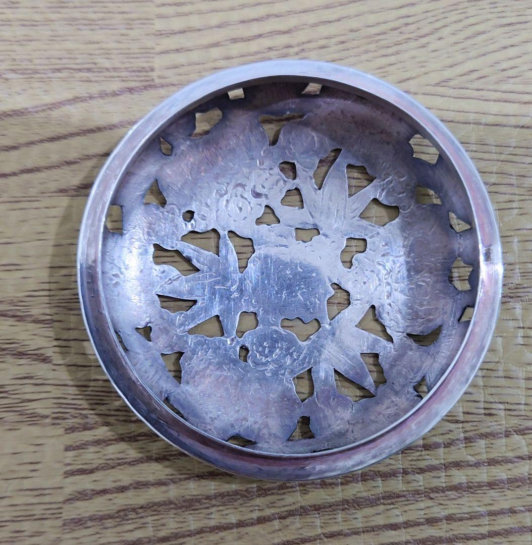 青磁 袴腰香炉 純銀透彫火舎