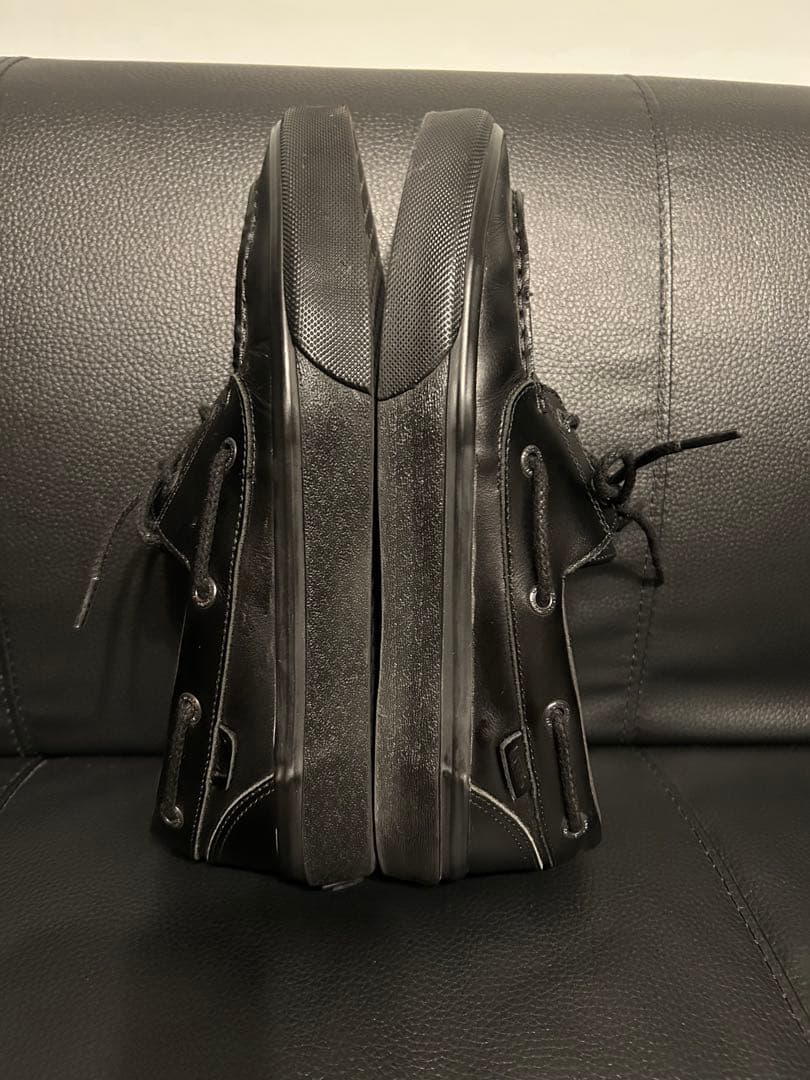 【美品】VANS 2アイレット 26.5cm 黒 本革 モカシン デッキシューズ