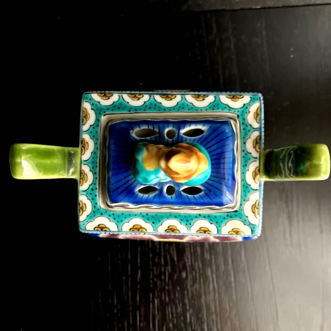 九谷焼香炉　牡丹紋香炉