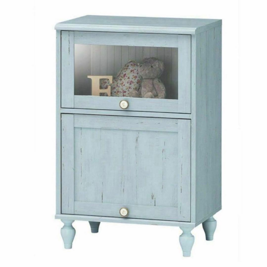 最終お値下げ　白井産業 フレンチシャビーキャビネット BL&WH