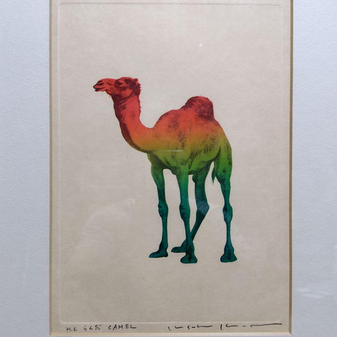 版画 HC 木村光佑 らくだ CAMEL 真作 直筆サイン 額入り