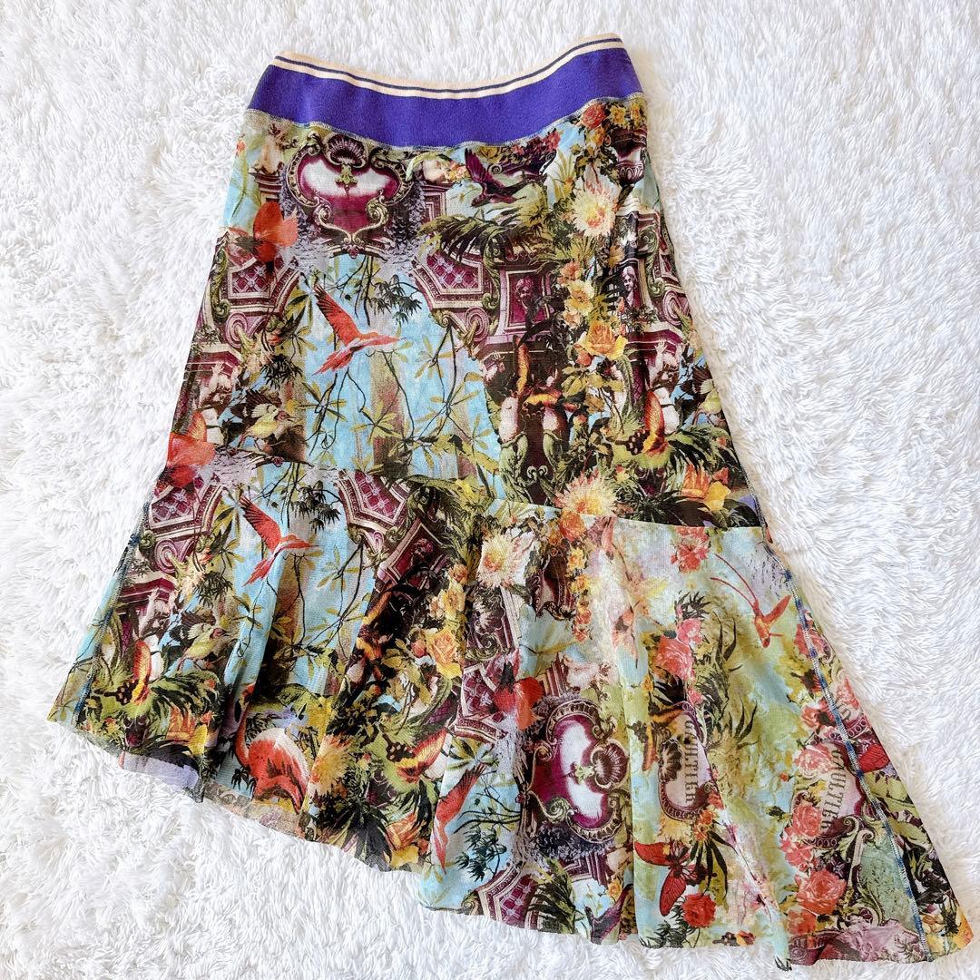 ジャンポールゴルチエ パワーネット アシンメトリースカート 楽園 トロピカル