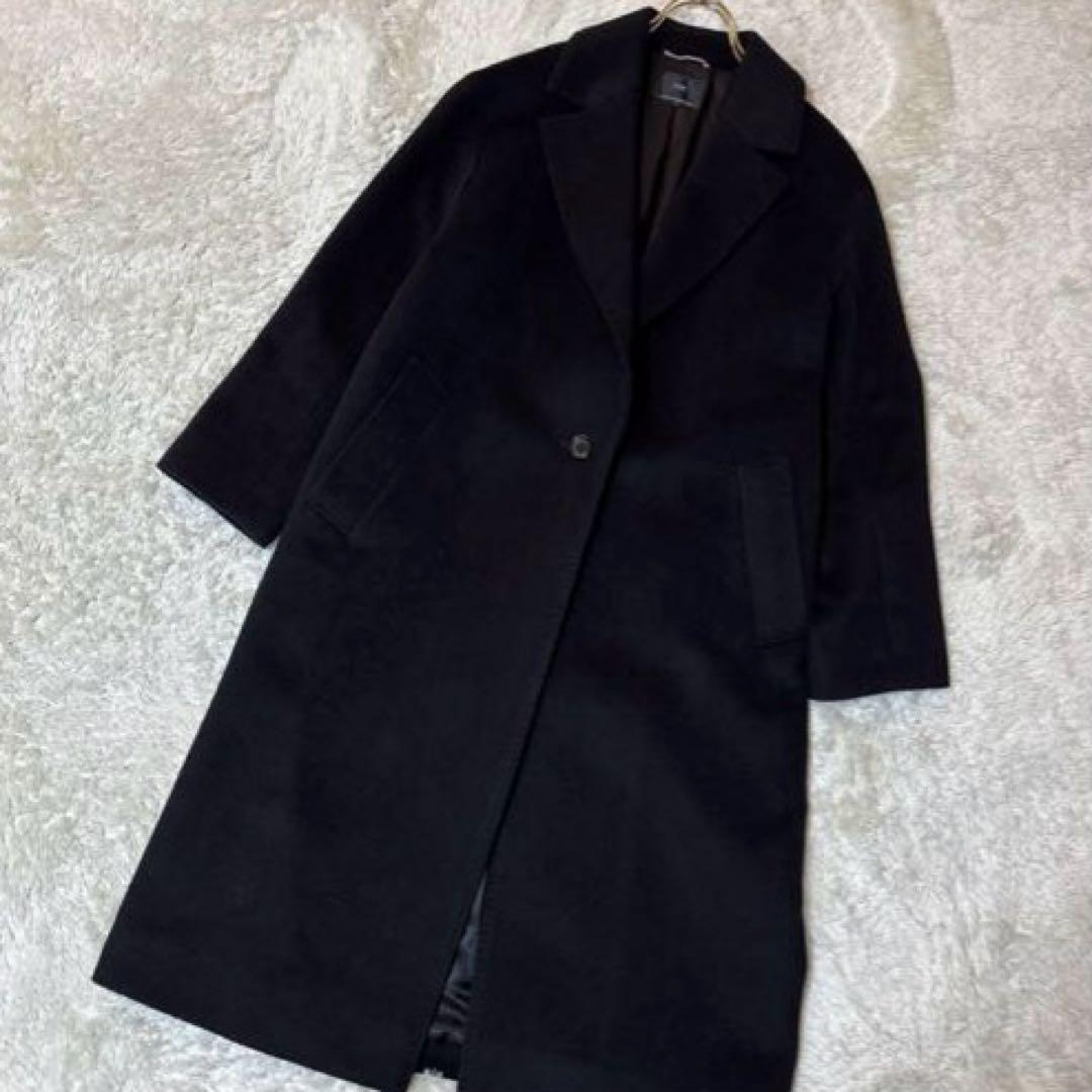 k*p様 美品＊23区 ウールカシミヤビーバー チェスター コート 36 ブラッ