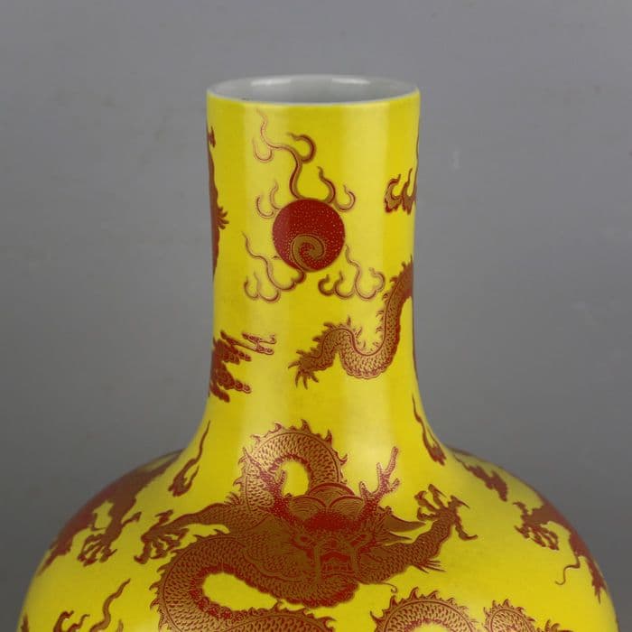 中国美術  パステル蒔絵五龍紋天球瓶  景徳鎮  装飾品 現代工芸品美術品 置物