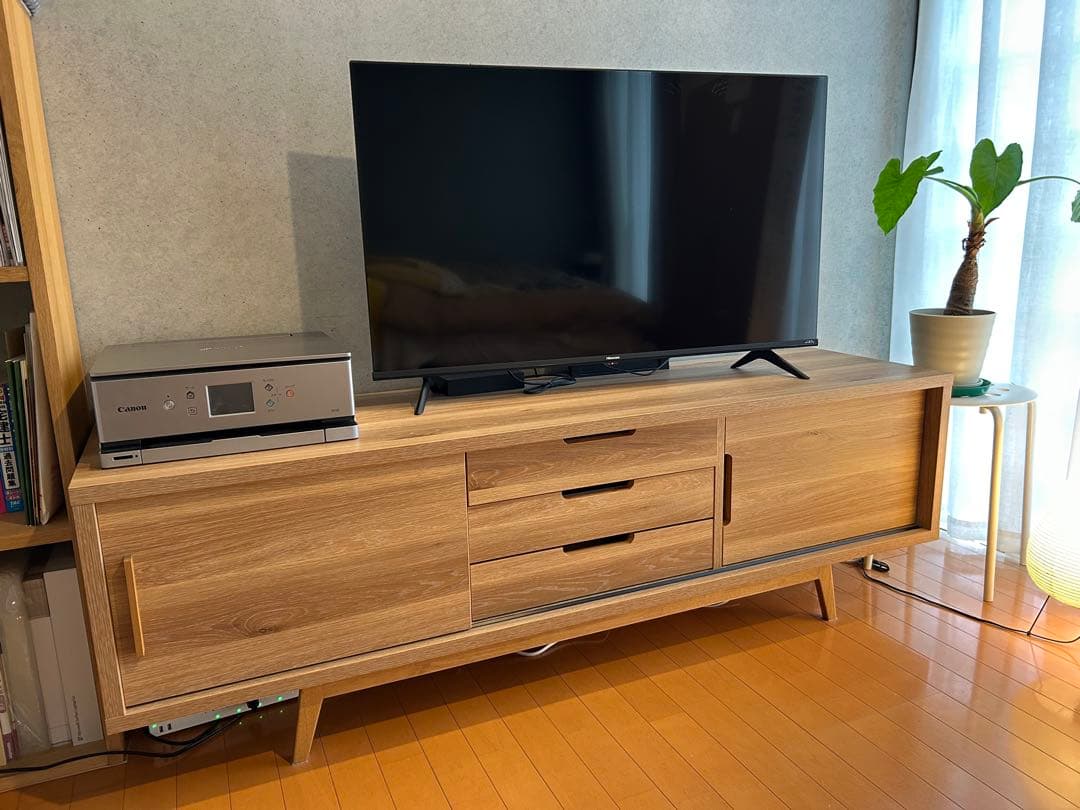 【極美品／大川家具】北欧テイスト/テレビボード/ナチュラル165cm