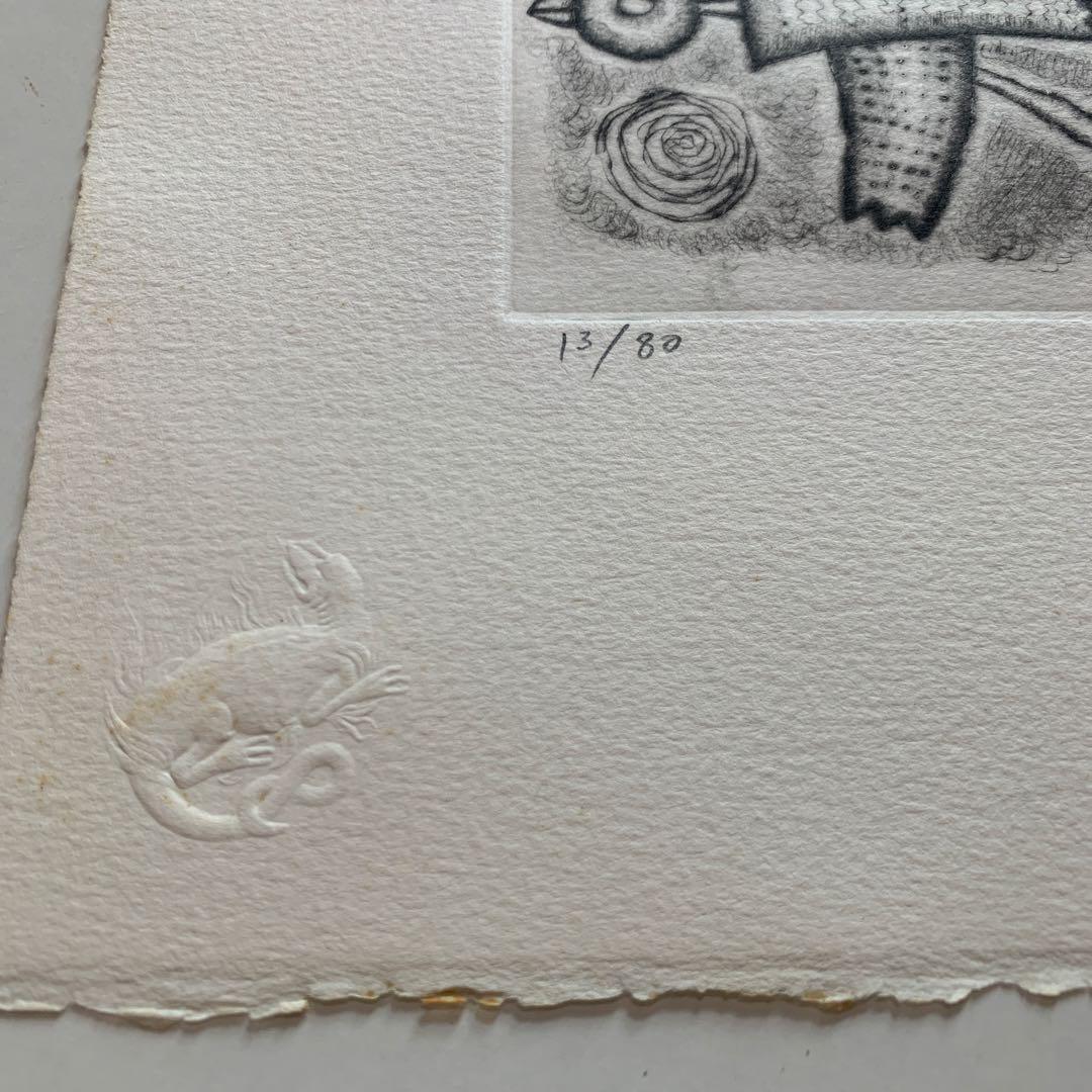 貴重‼️幸地学　銅版画　「実在しない鳥の肖像」グラミー賞公式アーティスト　美術品