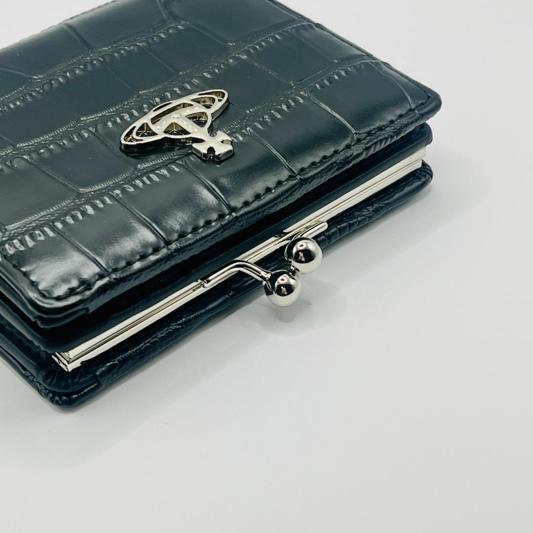 Vivienne Westwood 新品 折財布 黒 ウロコ 人気 ワニ風 定番