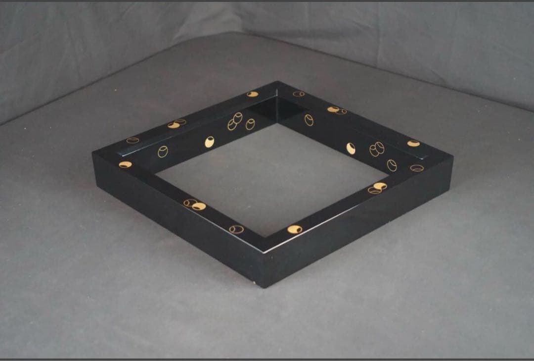 芳山 造 つぼつぼ 蒔絵 炉縁 共箱 茶道具 木製漆器