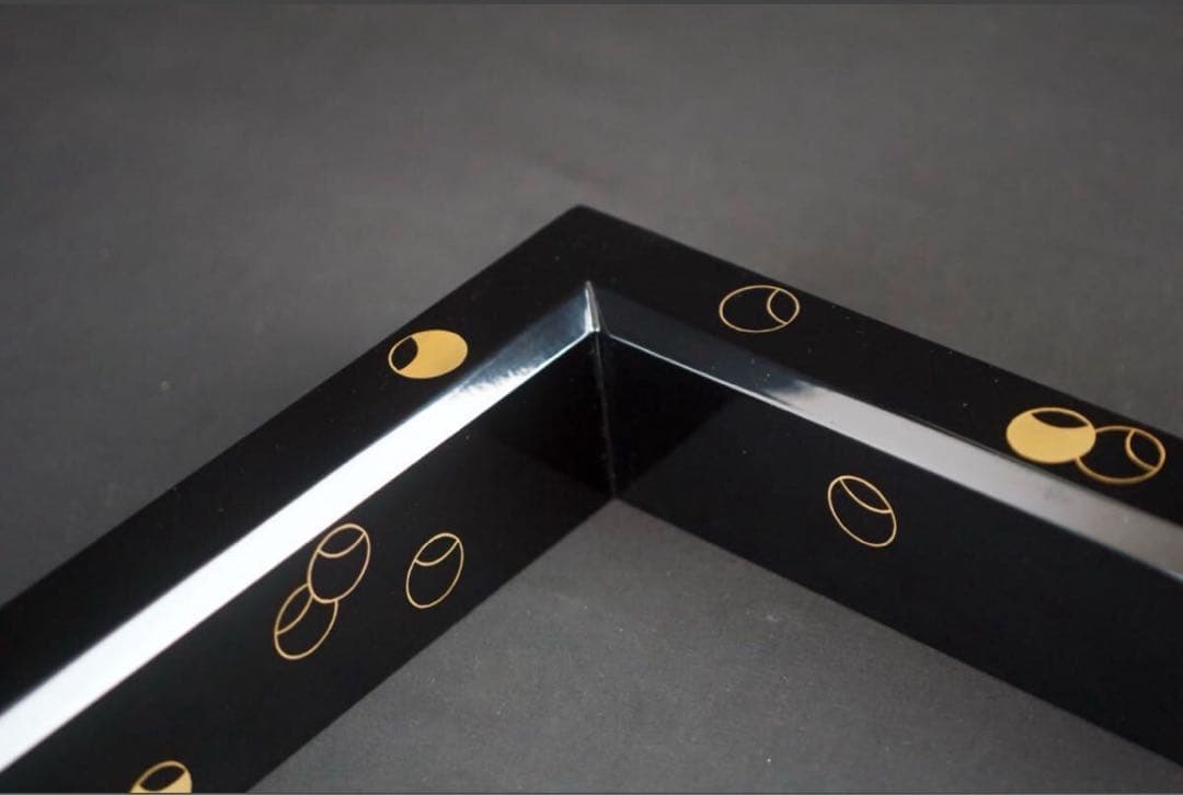 芳山 造 つぼつぼ 蒔絵 炉縁 共箱 茶道具 木製漆器