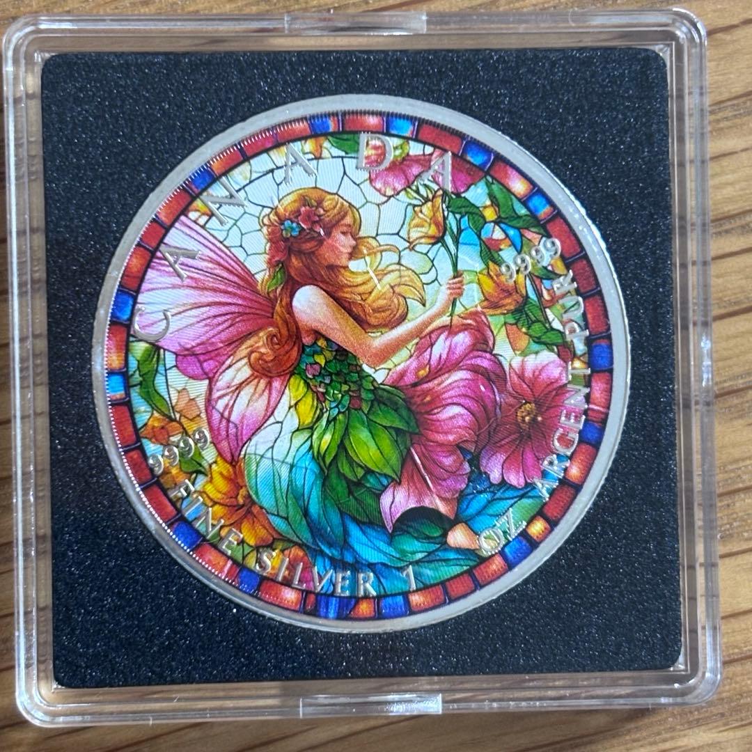 【世界限定100枚】メイプル銀貨 妖精 ステンドグラス 2025 1オンス