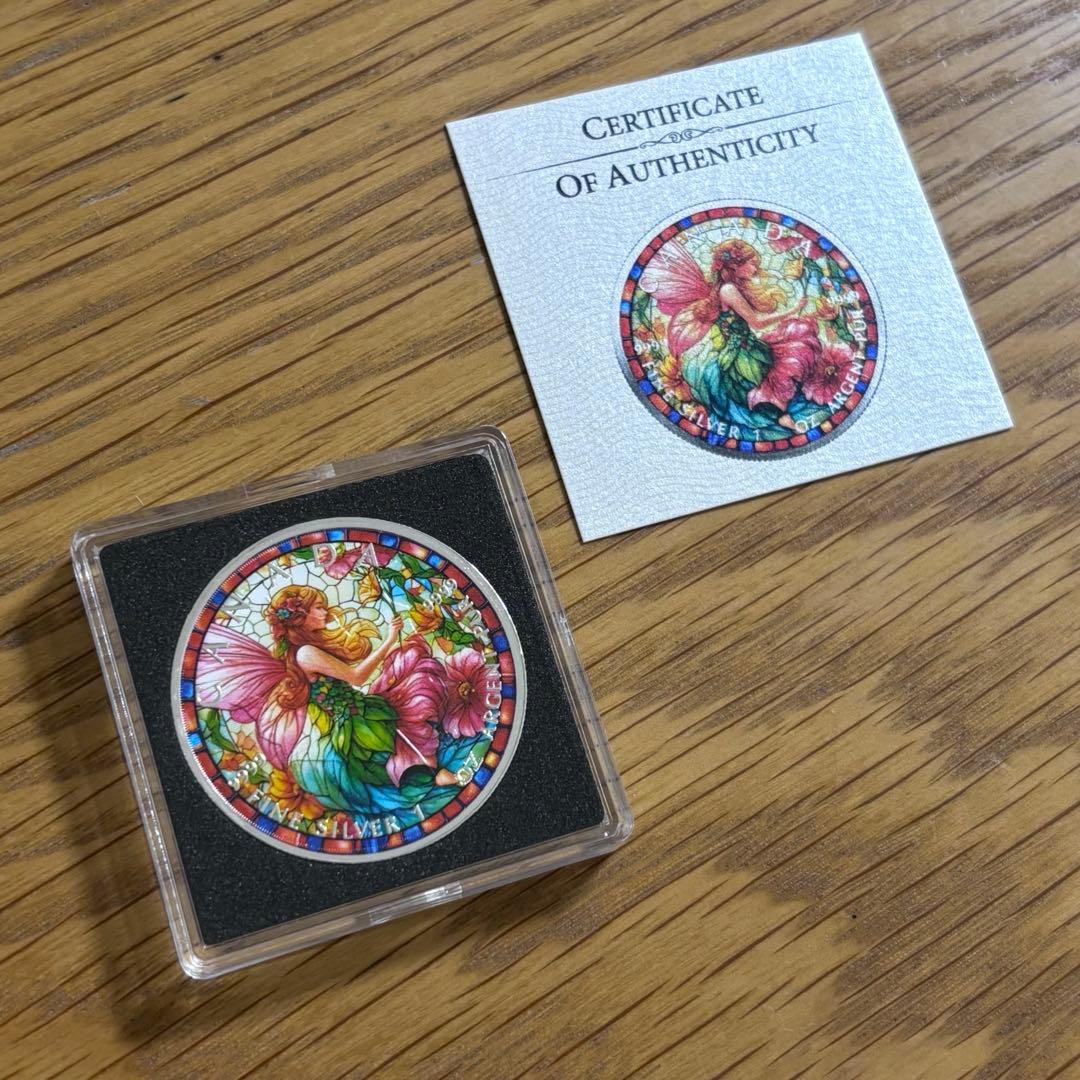 【世界限定100枚】メイプル銀貨 妖精 ステンドグラス 2025 1オンス