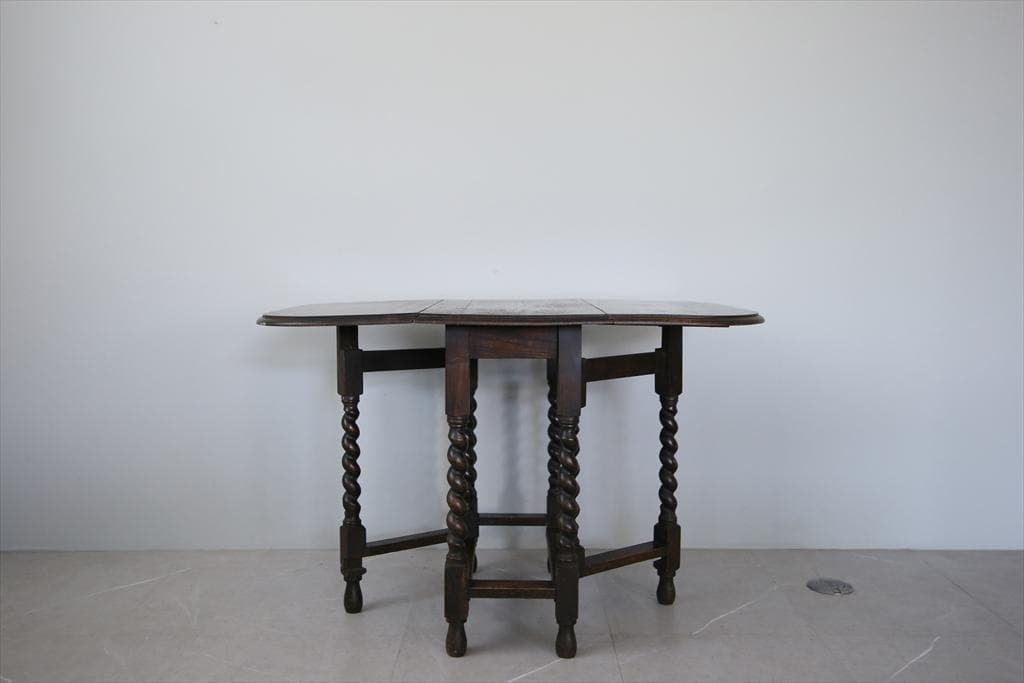 英国アンティーク木製ゲートレッグテーブル/ダイニング机バタフライ(73-330)